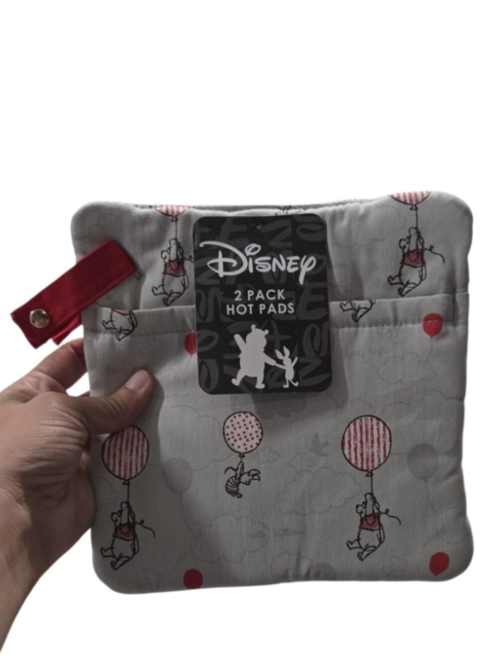 Disney Gray & Red Pooh Balloon Hot Pads - 2 Pack